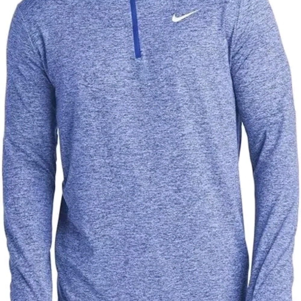 Nike Dri-FIT Men's 1X Blue Long Sleeve Pullover‎ 1/4 Zip Running Top, Athletic
